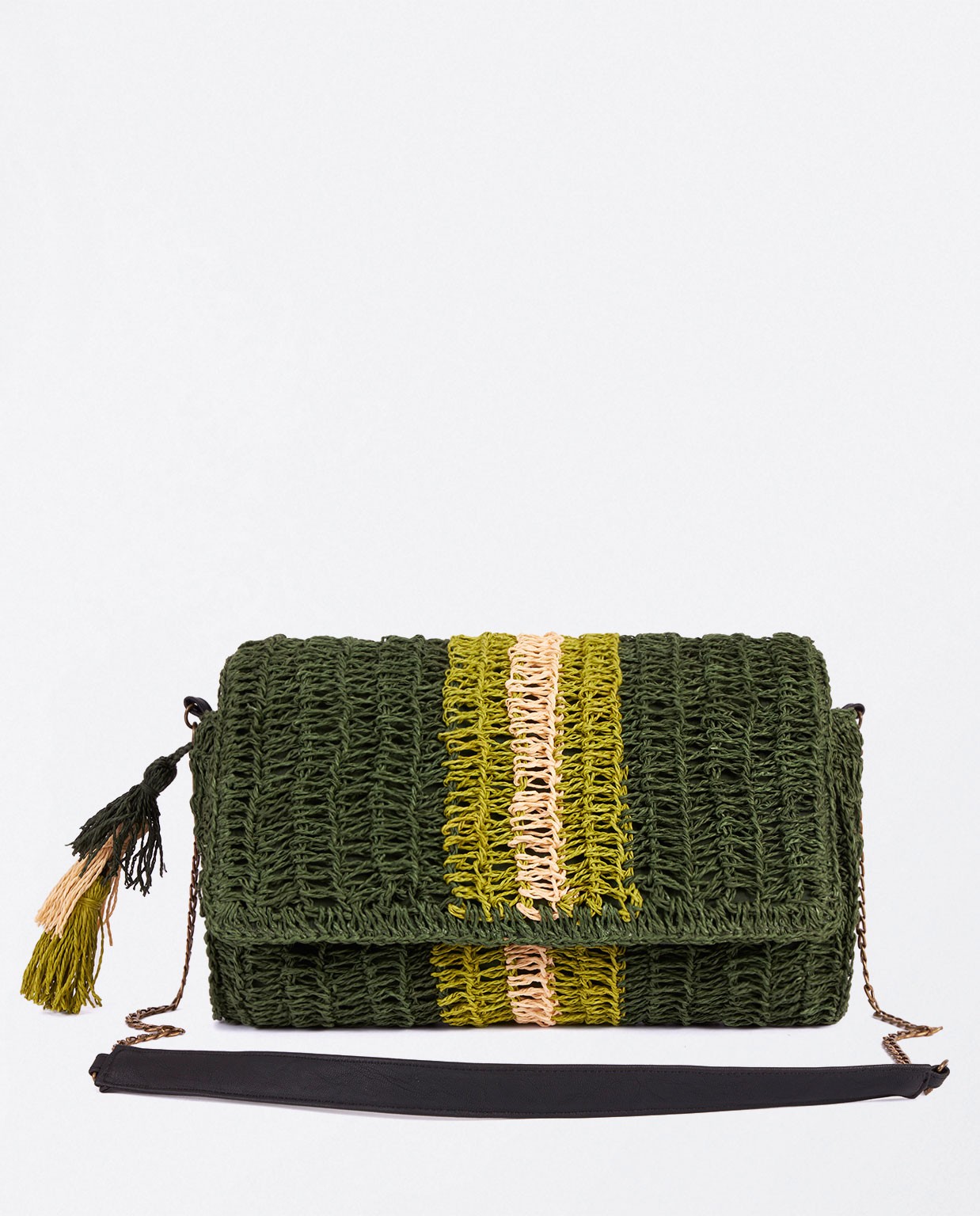 Sac à bandoulière en raphia Vert