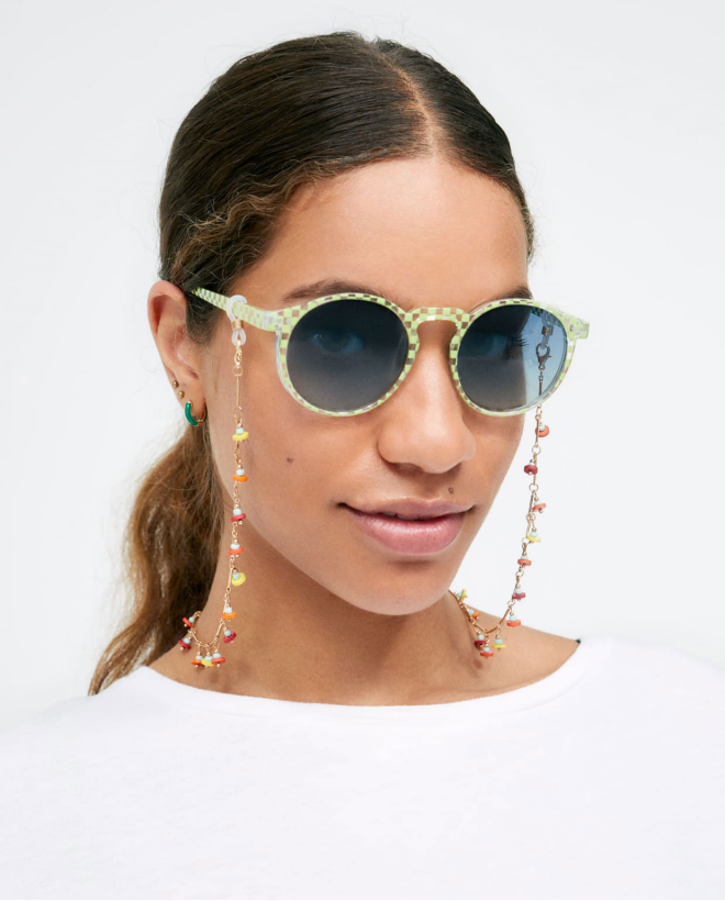 Lunettes de soleil rondes translucides. Vert acide