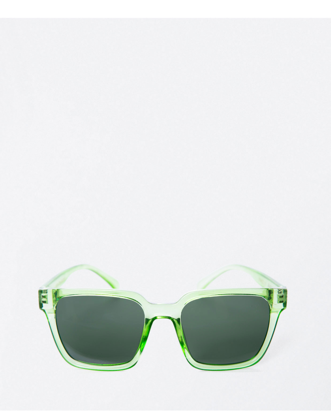 Lunettes de soleil carrées translucides. Vert