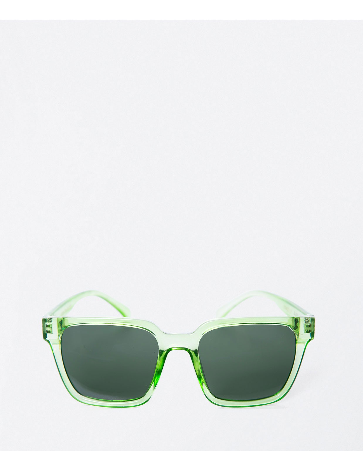 Lunettes de soleil carrées translucides. Vert