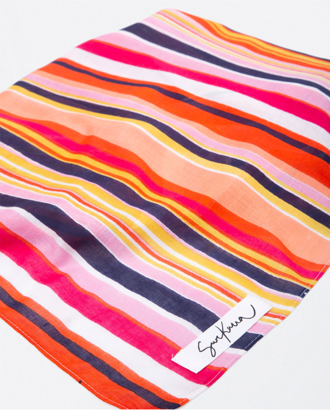Echarpe sarong à rayures roses Orange
