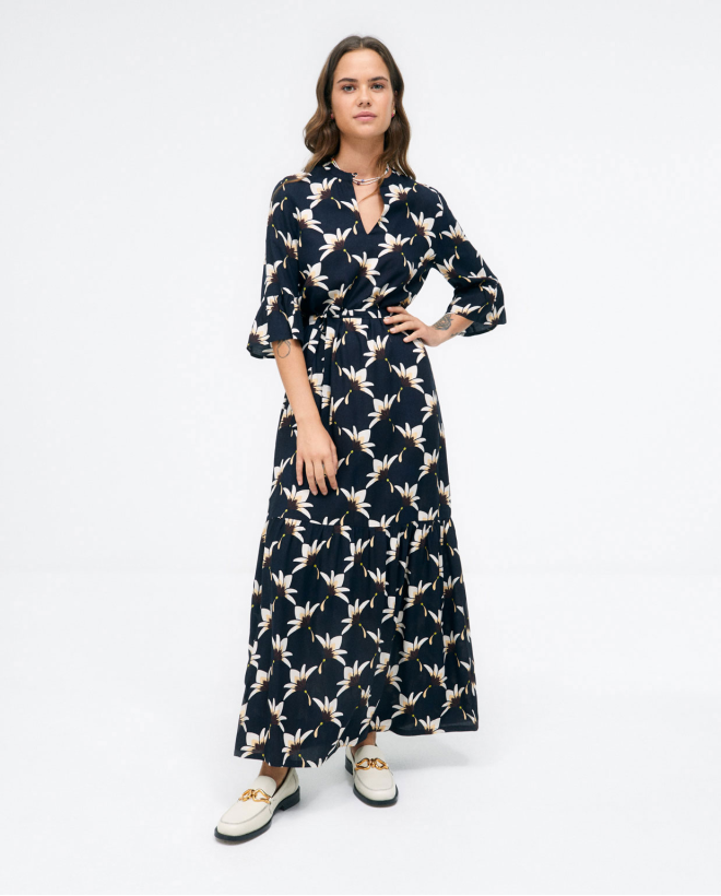 Robe midi avec manches à...