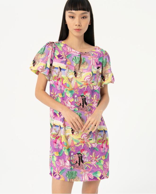 Printed flowing short dress Multi