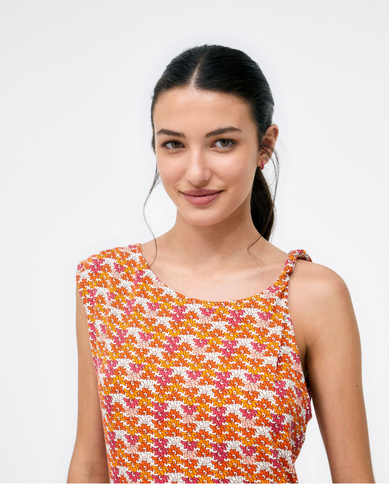 Débardeur asymétrique. Imprimé Orange