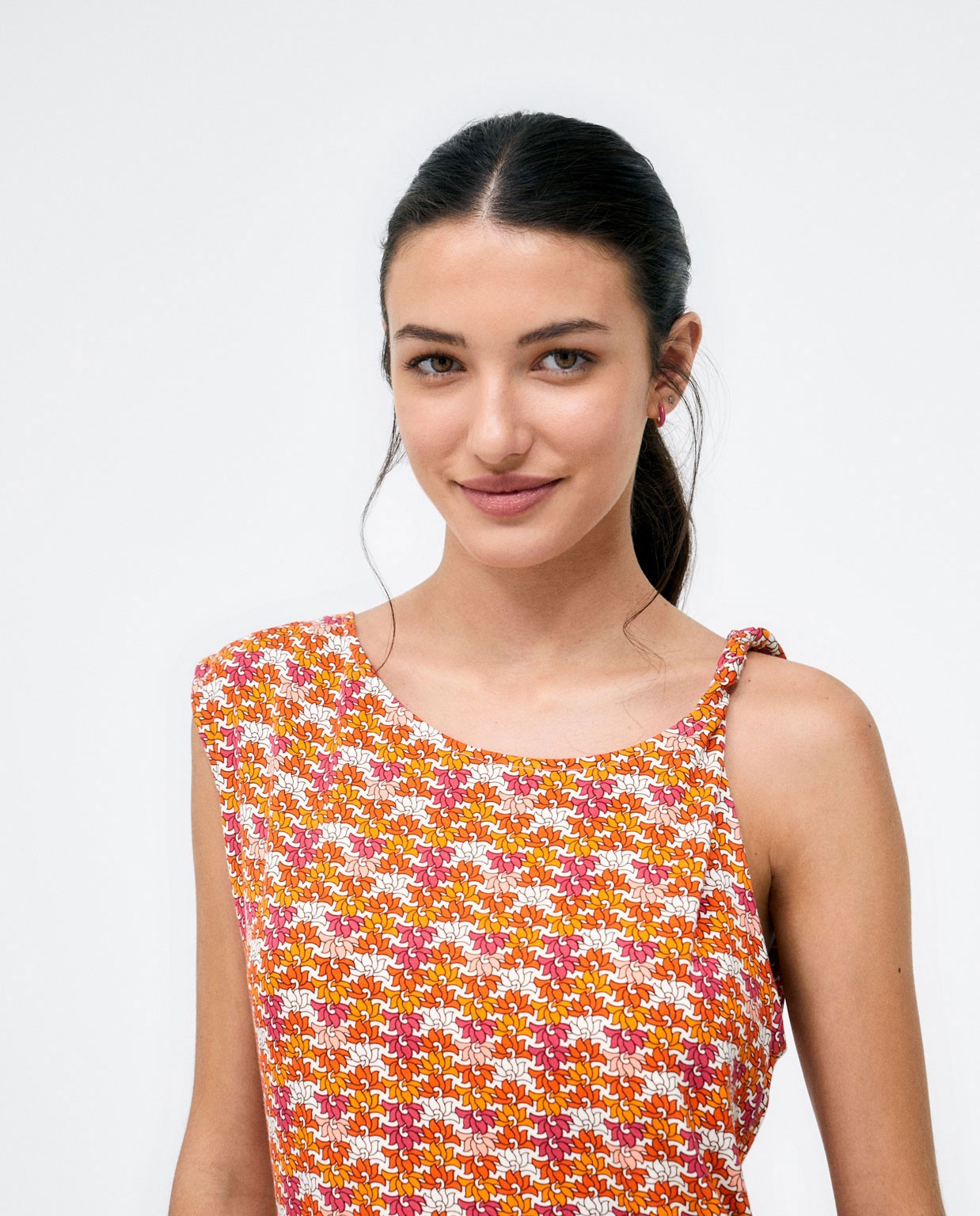 Débardeur asymétrique. Imprimé Orange