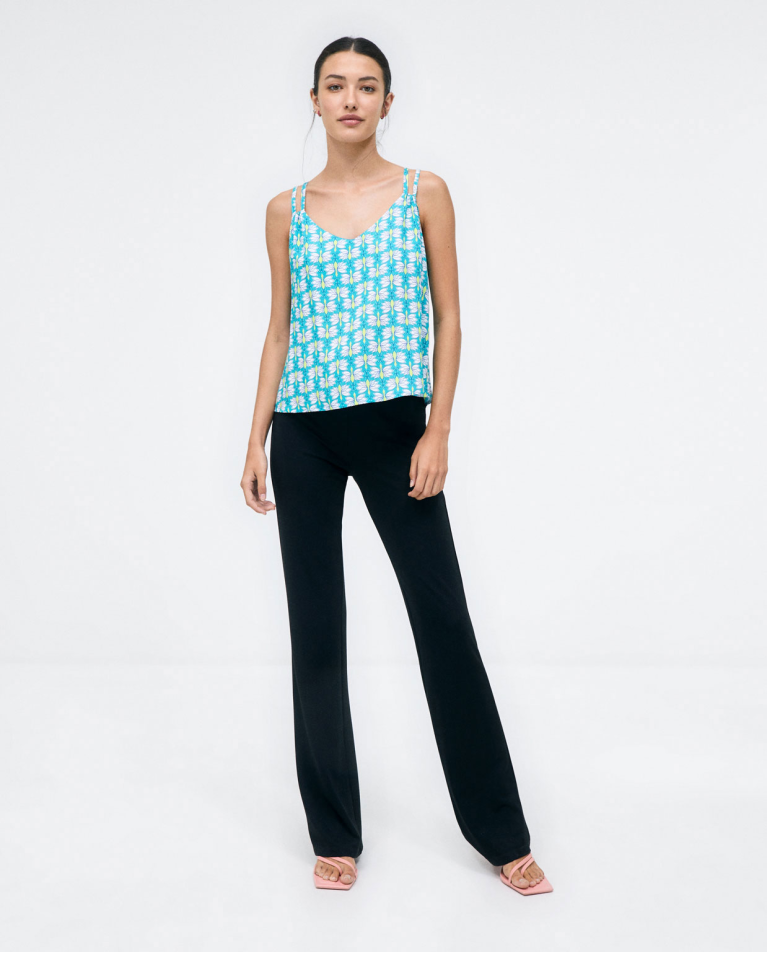 T-shirt avec doubles bretelles. Imprimé Turquoise