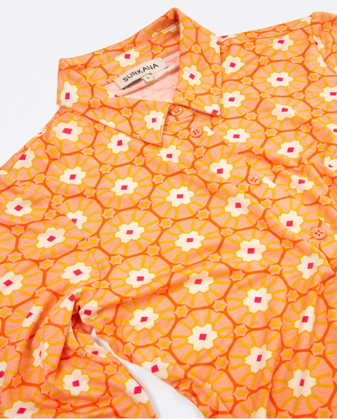 Chemise à manches longues. Elastique. Imprimé Orange