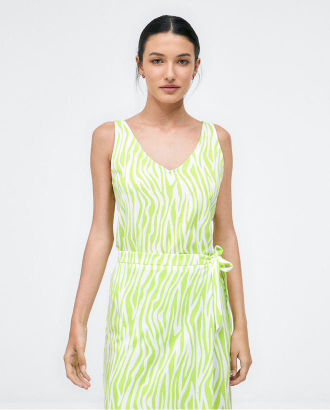 Tank top. V-neck.  Acid green