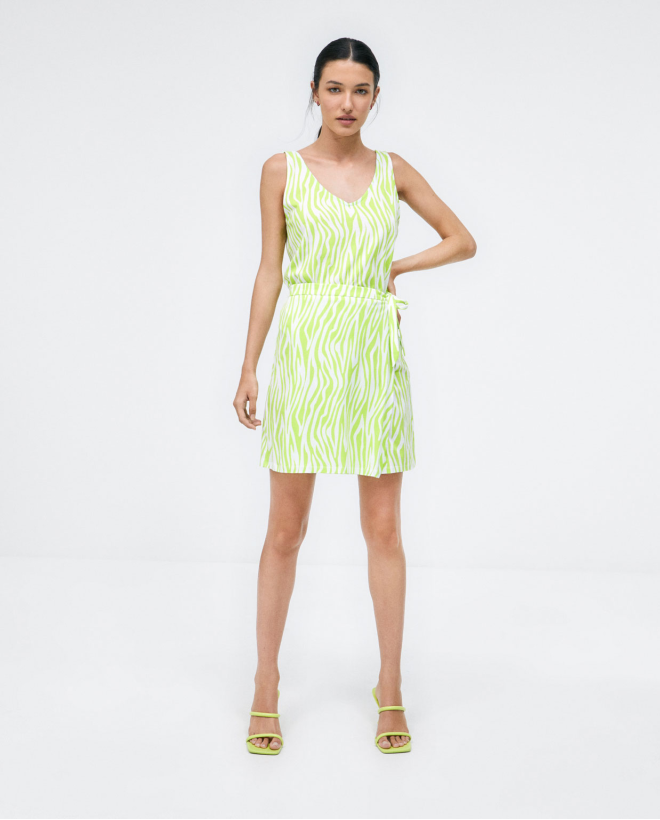Jupe sarong courte et nouée. Imprimé à rayures es Vert acide