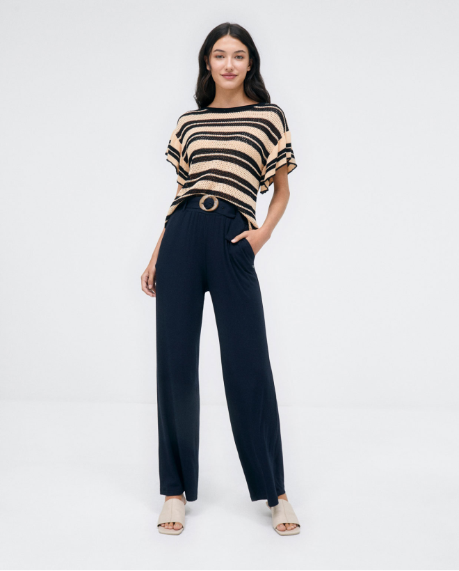 Pull en tricot rayé avec...