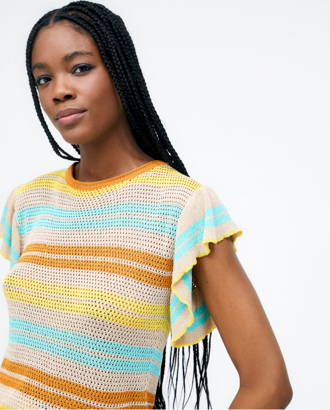Striped knitted jumper with...