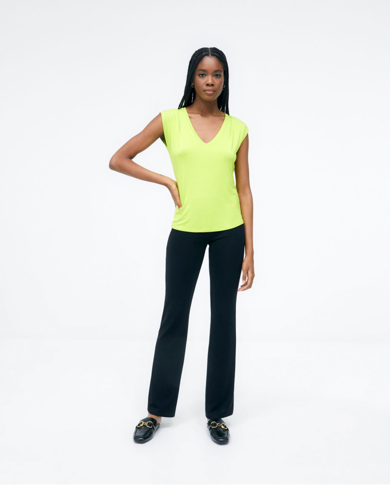 T-shirt, manches courtes. Stretch. Vert acide