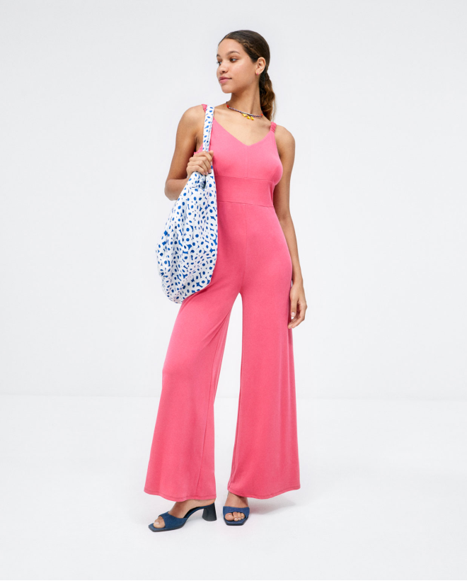 Combinaison sans bretelles. Stretch. Fushia