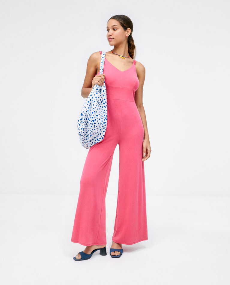 Combinaison sans bretelles. Stretch. Fushia