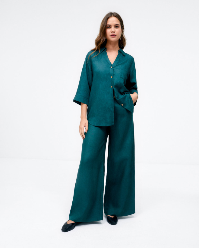 Chemise à manches 3 4. Khaki