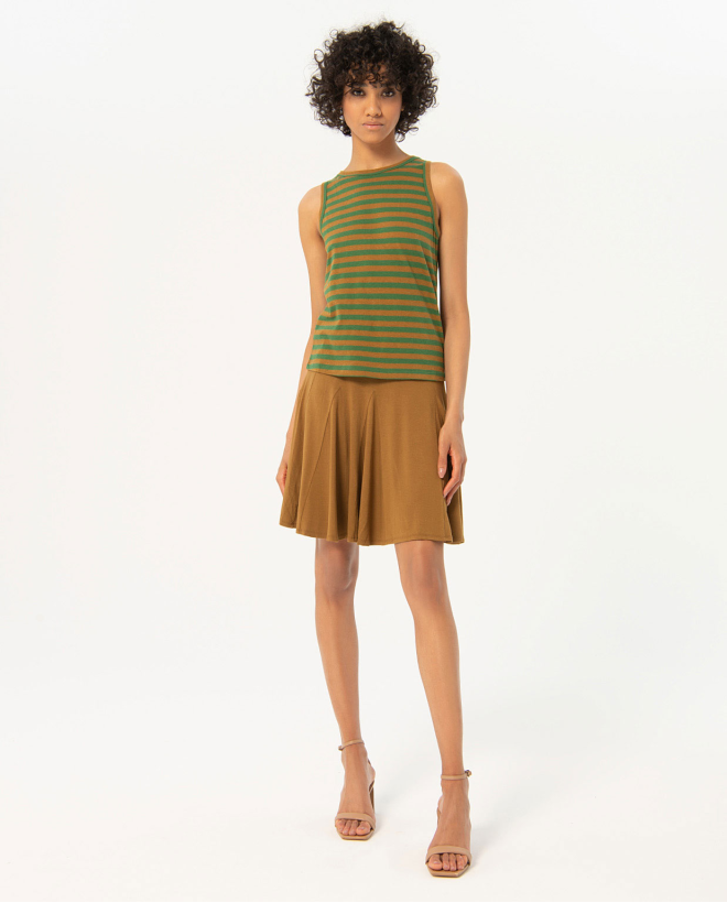 T-shirt en coton à bretelles rayées Khaki