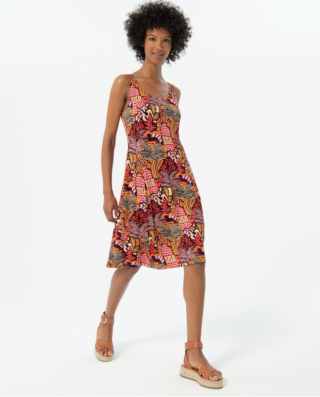 Printed aloe-vera midi dress Multi