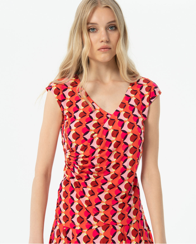 Top crop imprimé et top croisé Fushia
