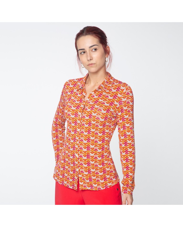 Chemise à manches longues. Elastique. Imprimé Orange